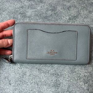 Coach Grey Blue Leather Wallet As Is